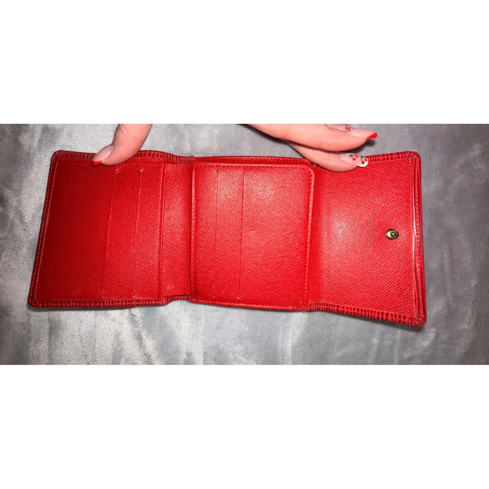Louis Vuitton Portefeuille Elise Red Epi Leather Wallet Snap Coin Pocket - Picture 6 of 13